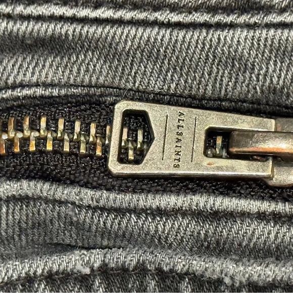 All Saints Grace Biker Cropped Jeans Black SZ 26 - Picture 6 of 6